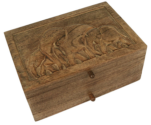 Mango Wood Elephant Vanity Box